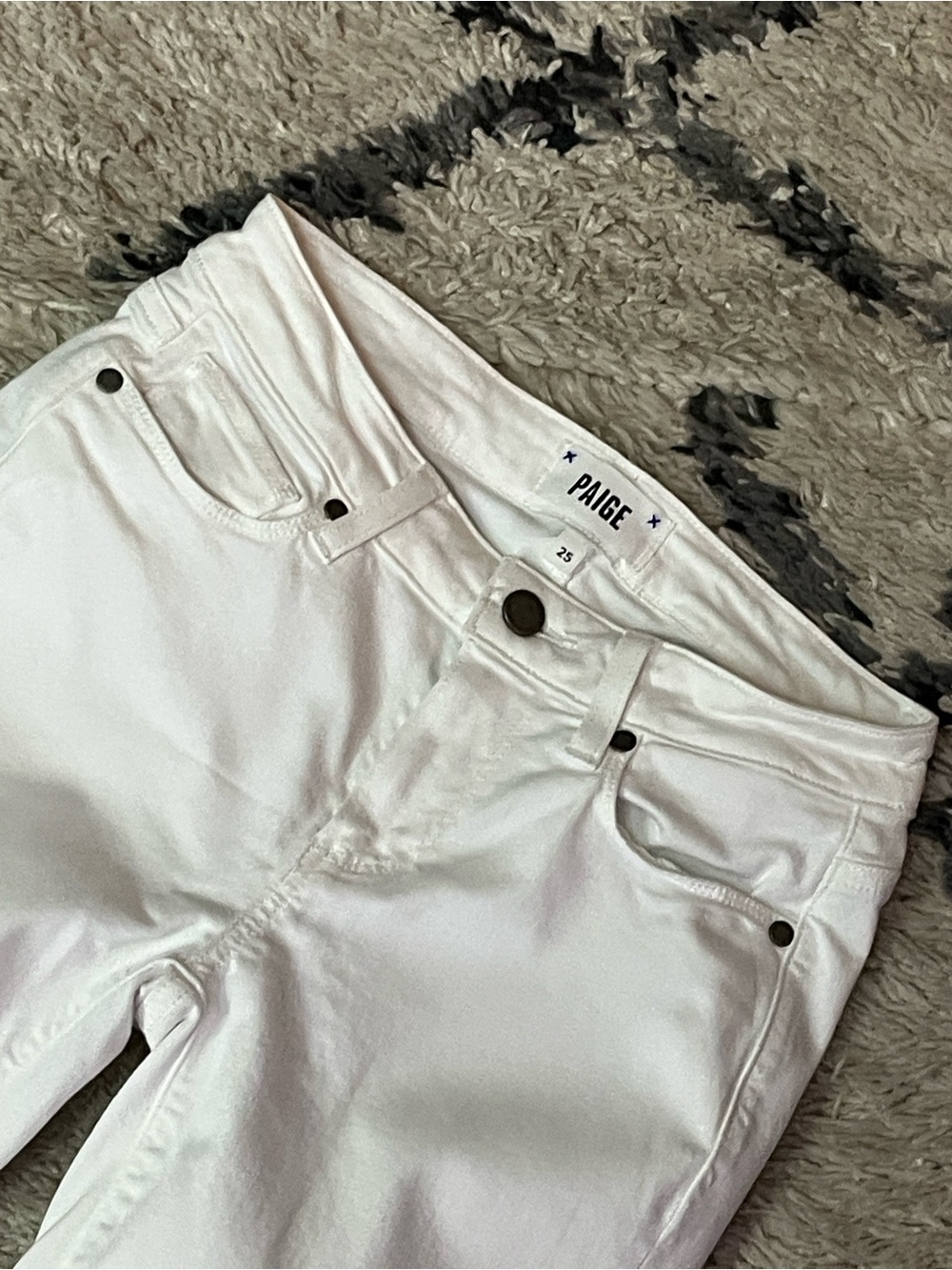 NWOT PAIGE Kylie Crop White Raw Hem Skinny Jeans Size 25 - Picture 5 of 10